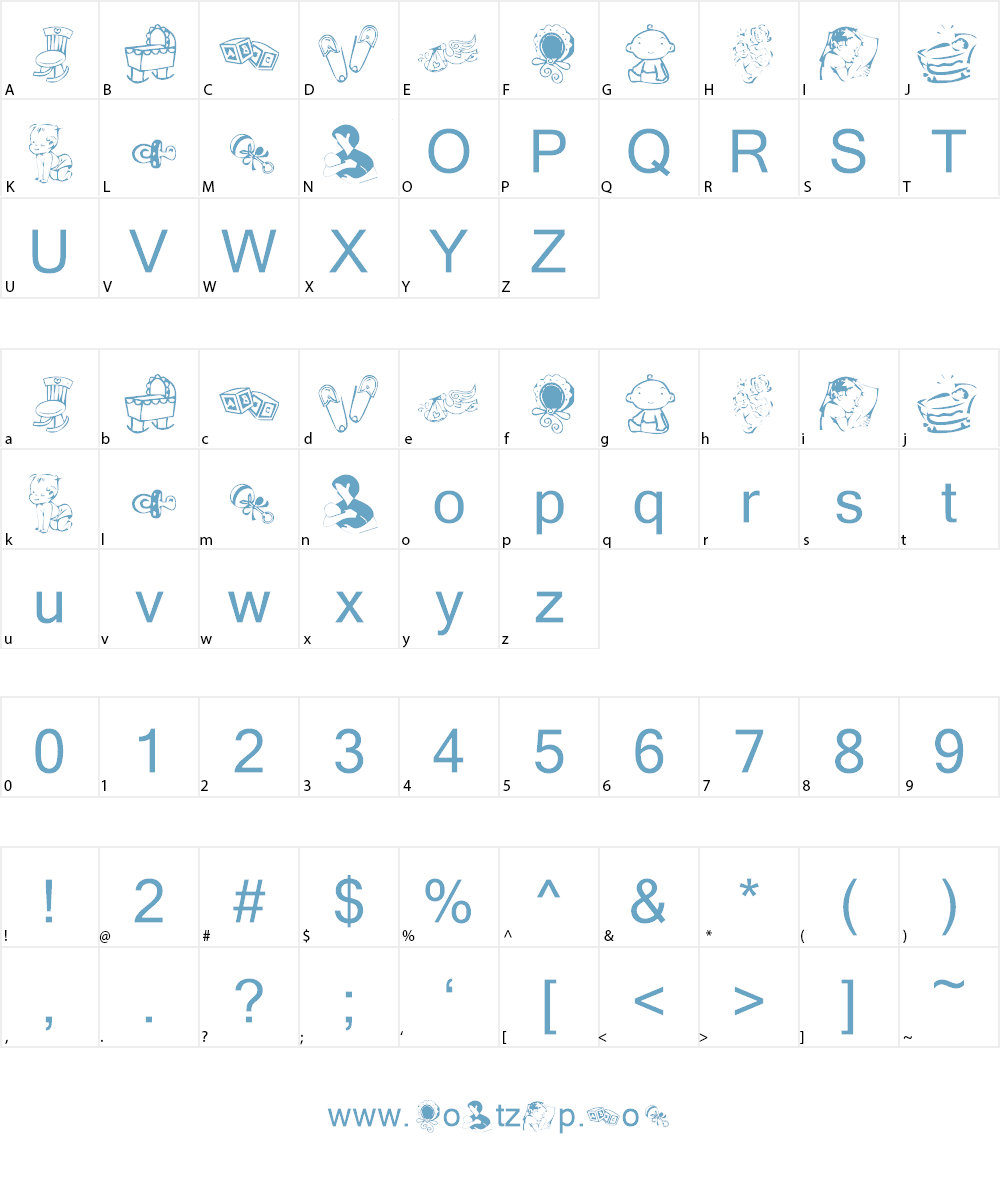 KR Baby Love Font Character